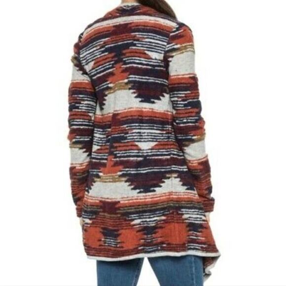 LUCKY Brand Women’s Sweater Cardigan Open Front Waterfall Aztec Cotton plus size - Picture 2 of 10